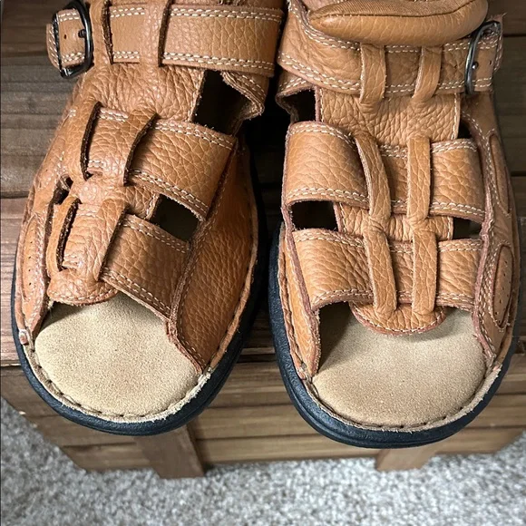 Earth Brown Leather Men's Sandals Size 10.5 - Picture 7 of 8